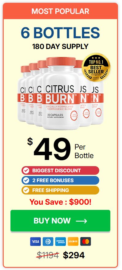 CitrusBurn 6 bottles 180-day supply best value